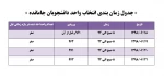 جدول زمان بندی انتخاب واحد دانشجویان جامانده